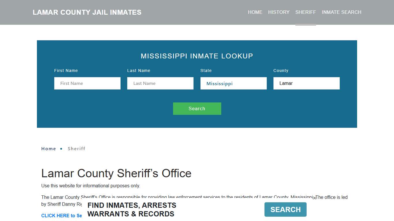 Lamar County Sheriff, MS Arrest Warrant Lookup
